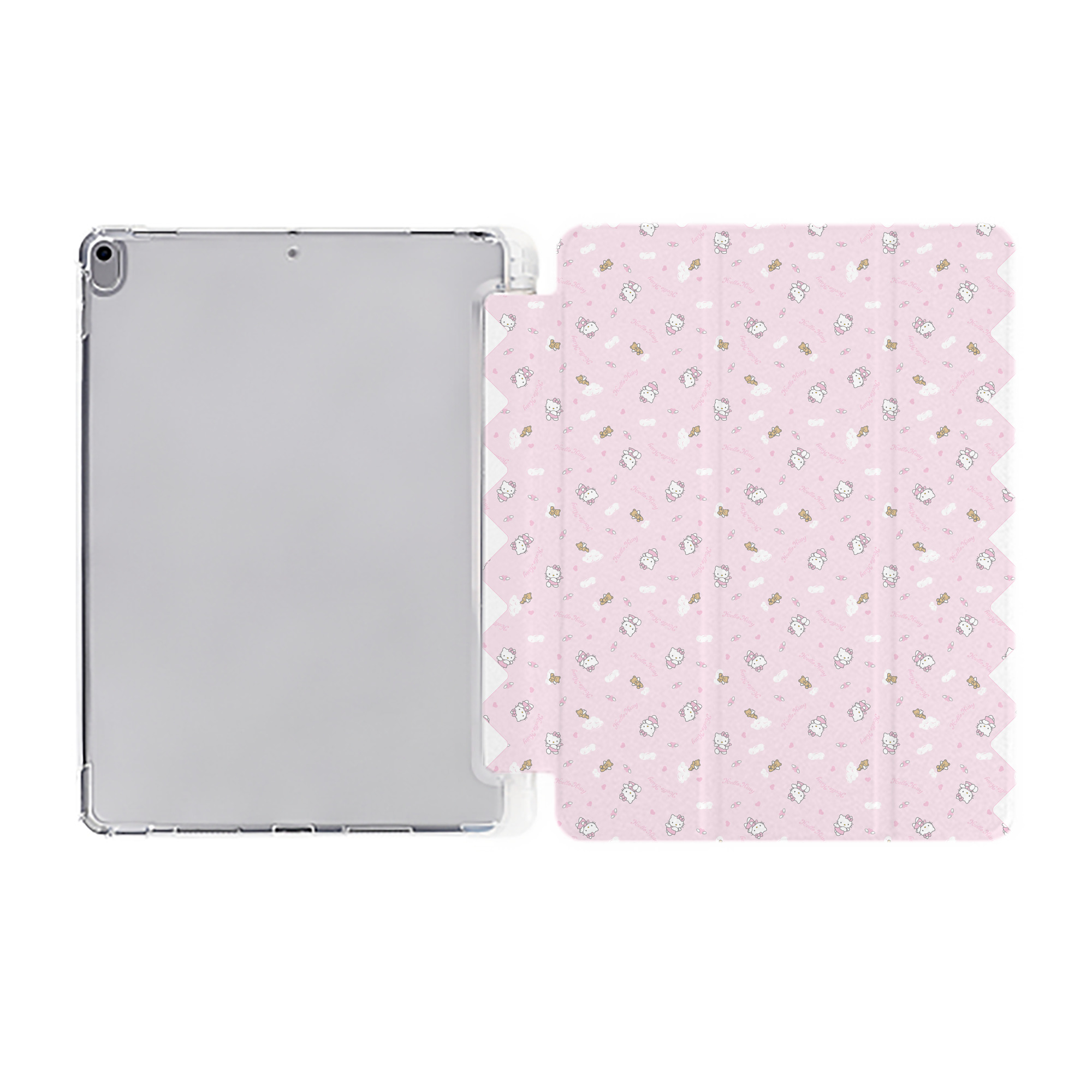 （画像用） Hello Kitty ハローキティ IPad ケース ペン収納付き 三つ折りスタンド PUレザー×シリコン 対応機種9.5/10.5/10.9インチ